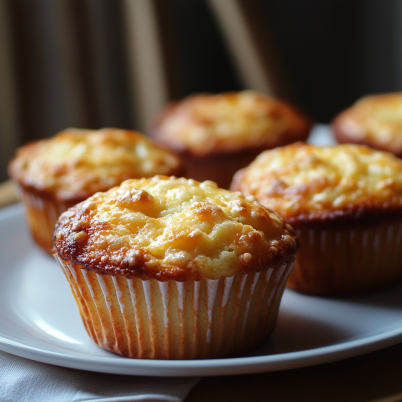 Cottage cheese muffins batter being spooned into a muffin tin.

